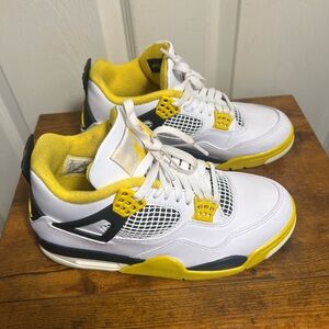 Nike Air Jordan 4 vivid sulfur White and Yellow Sneakers women’s